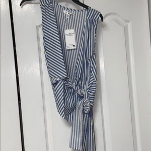 Striped tie up blouse